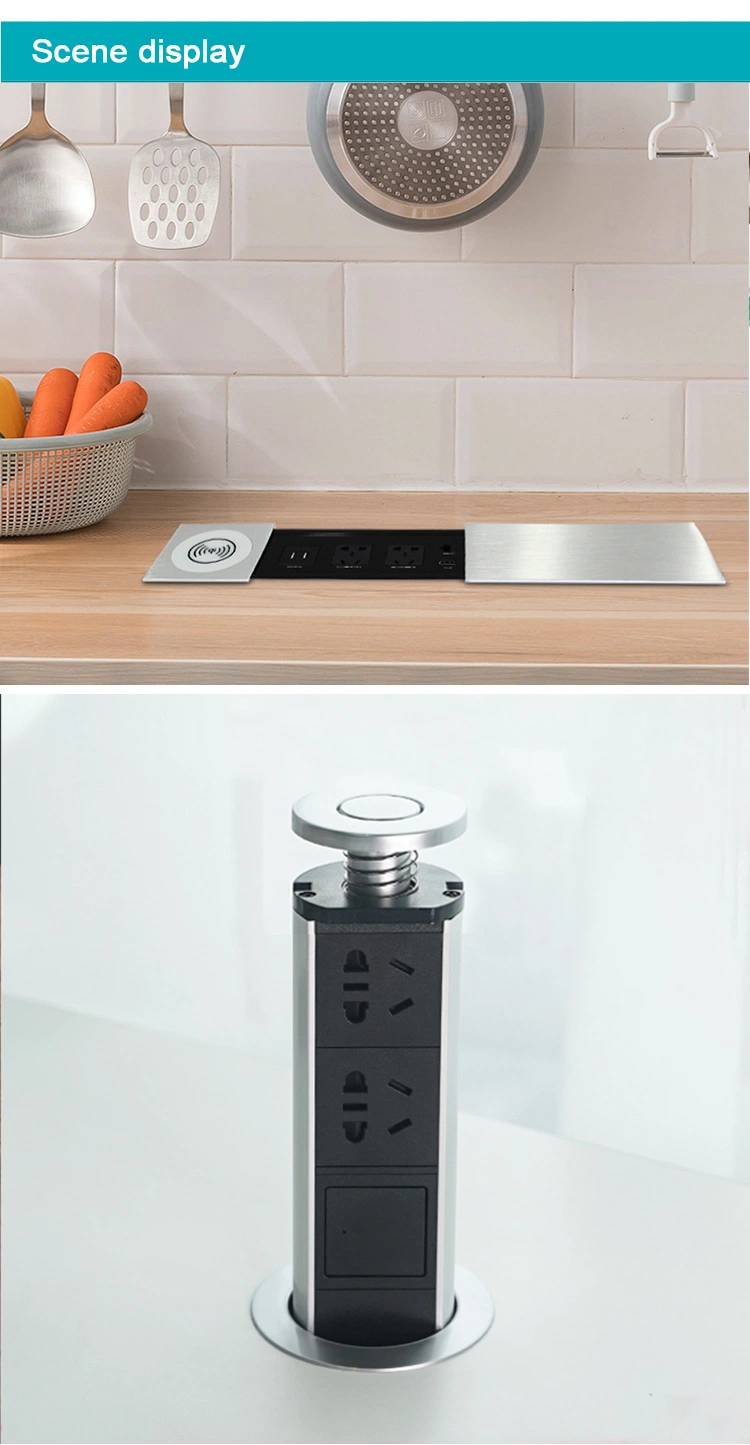 UK EU Kitchen Worktop Table Desktop Desk HDMI USB Pop up Power Socket Wireless Charger